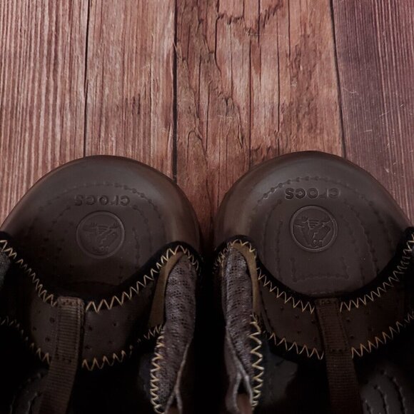 Crocs Swiftwater Mens 8 Brown Mesh Fisherman Deck Sandals Water Shoes 15041 - Picture 9 of 16